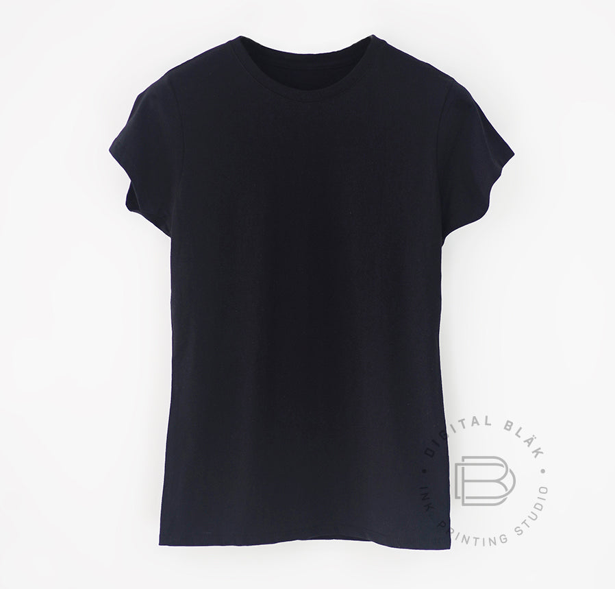 Playera Negra Cuello Redondo Dama Tela Playera De Algodón Mujer